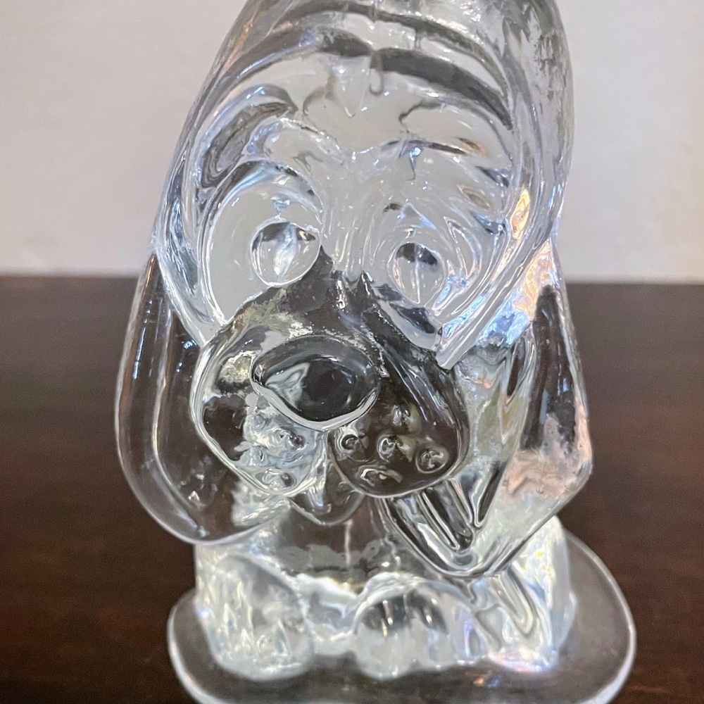 Clear Viking Glass Hound Dog Crystal Figurine